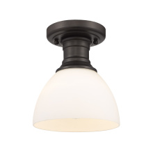 Golden 3118-SF RBZ-OP - Yep by Golden Lighting Hines 1-light Semi-Flush Mount in Rubbed Bronze and Opal Glass